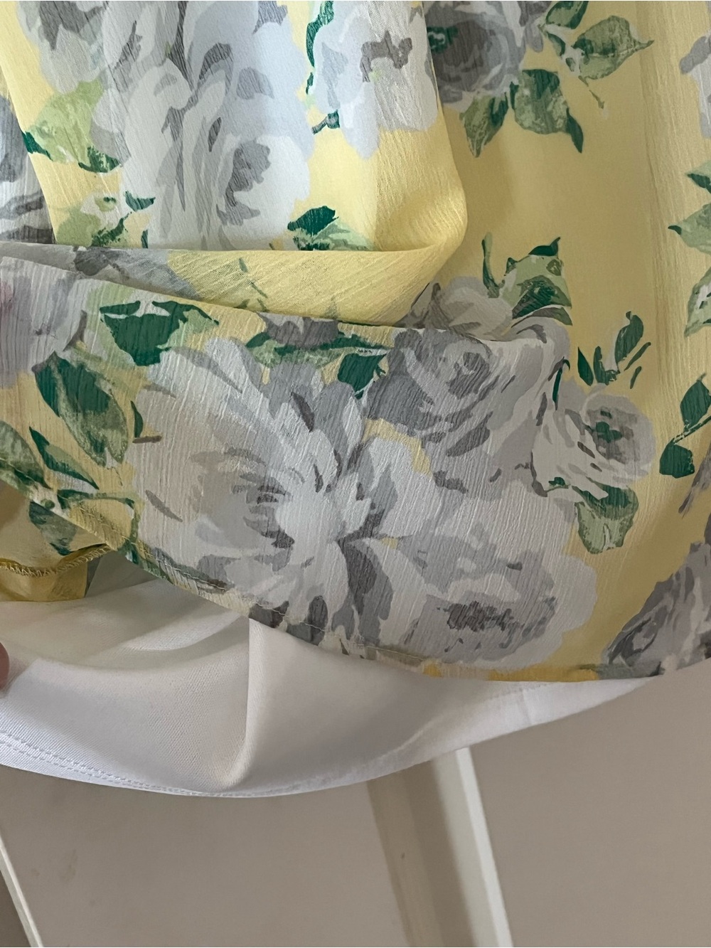 Jones & Co Light Yellow Floral Ruffle V-Neck Blouse Short Sleeve Size 3X - Picture 13 of 15